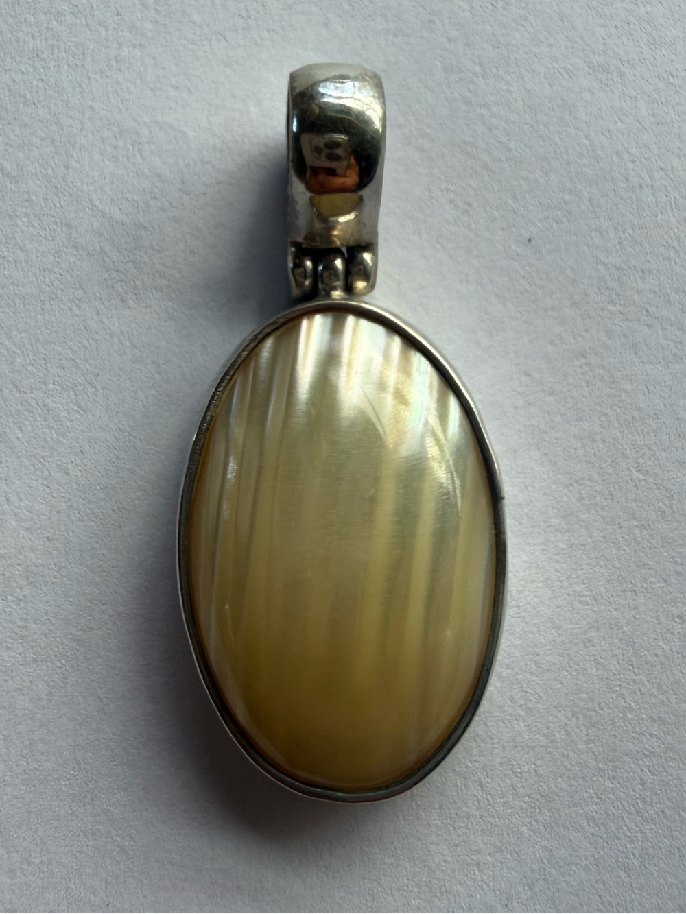 Sterling Silver Oval Cream Mother-of-Pearl Pendant